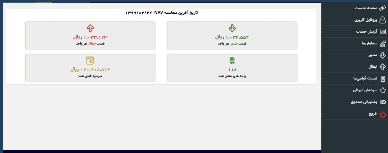 پنل کاربری صندوق ره آورد آباد مسکن