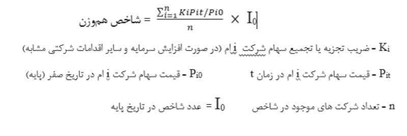 فرمول محاسبه شاخص هم وزن