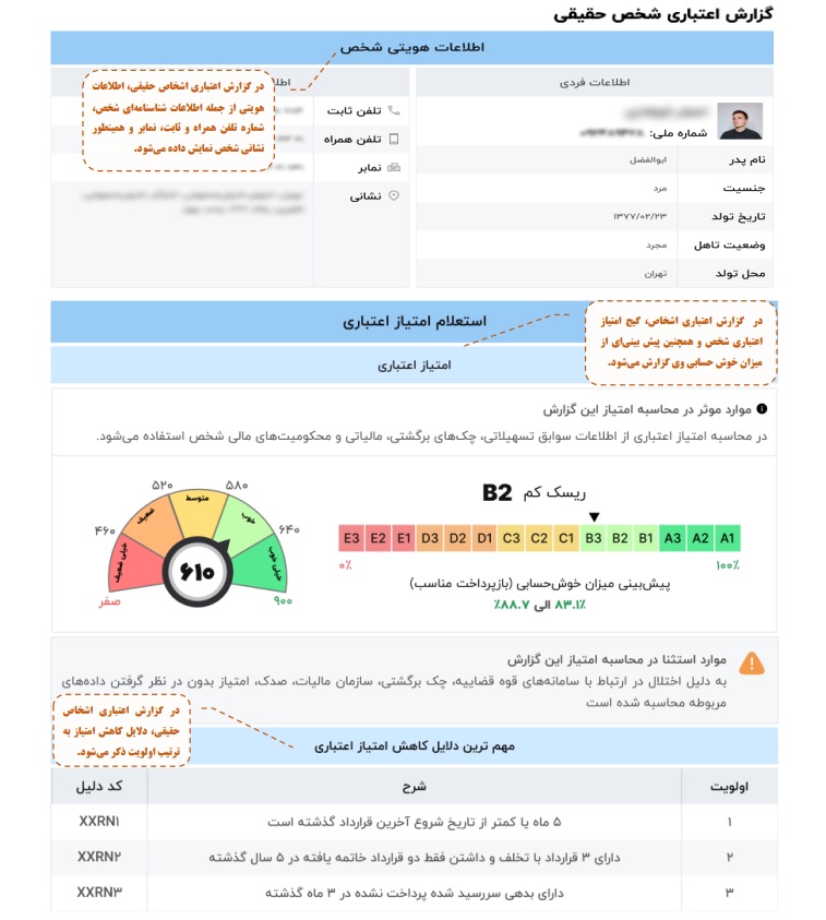 نمونه گزارش اعتبارسنجی